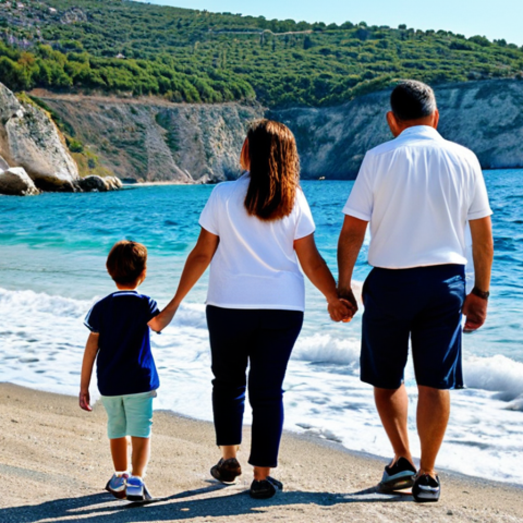 가족 여행 중의 다양한 경험과 배우기 - **

"A Turkish family (mother, father, two children) looking with wonder at the Mediterranean Sea fo...